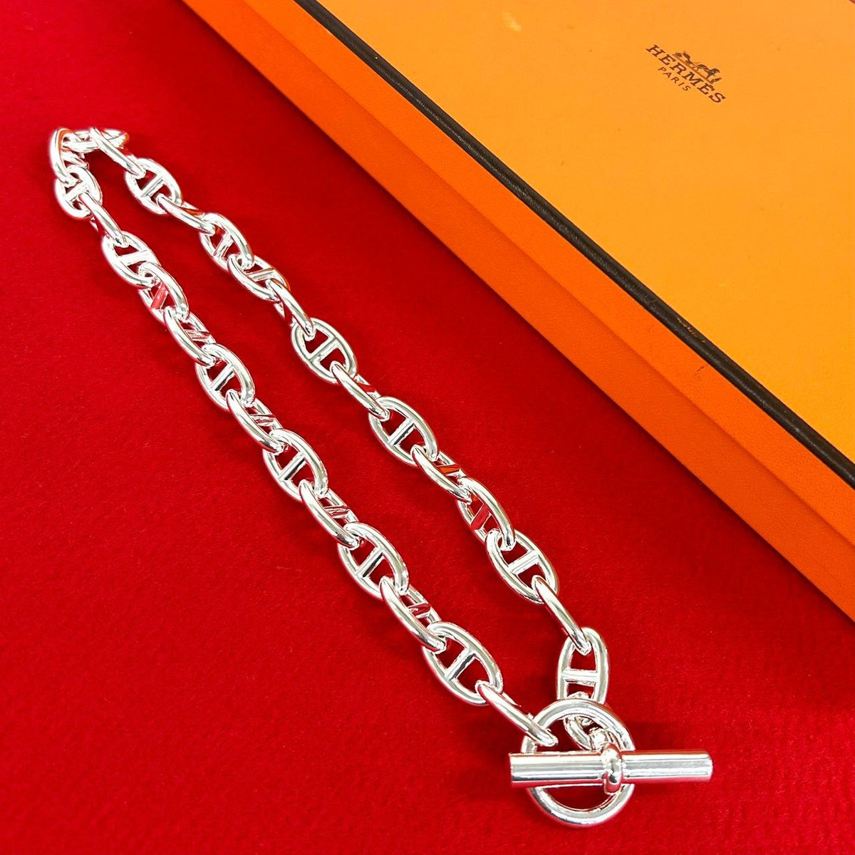 Hermes Chaine D'ancre GM 29 Links Necklace 925 Sterling Silver