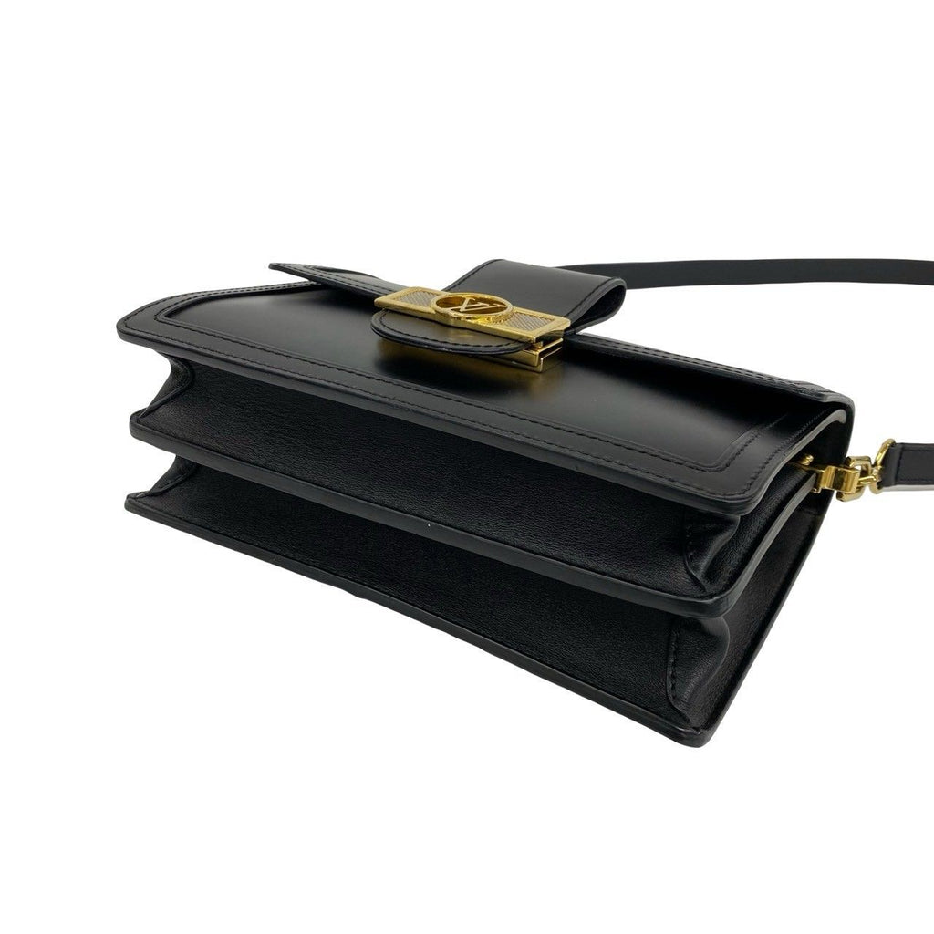 Louis Vuitton Dauphine MM Logo Leather Shoulder Bag Pochette Black — view 8