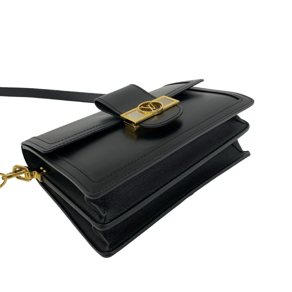 Louis Vuitton Dauphine MM Logo Leather Shoulder Bag Pochette Black — view 7