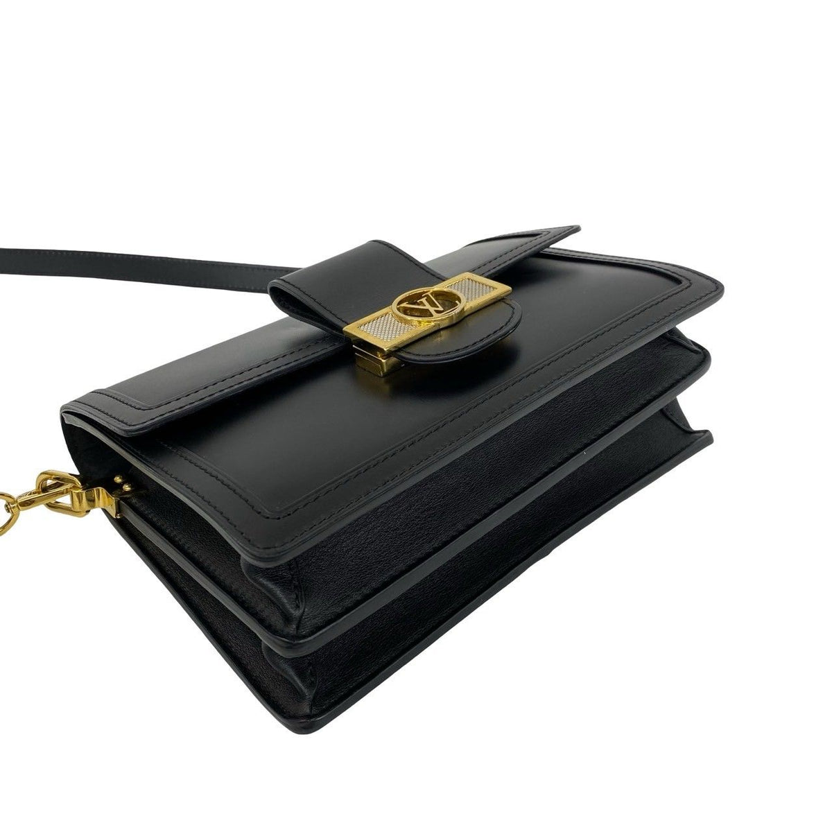 Louis Vuitton Dauphine MM Logo Leather Shoulder Bag Pochette Black — view 7