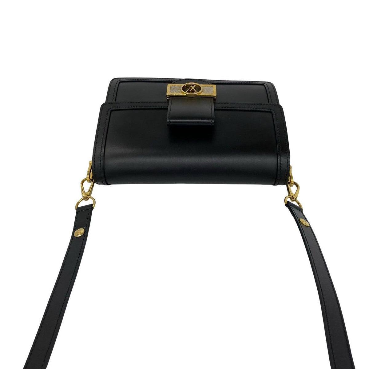 Louis Vuitton Dauphine MM Logo Leather Shoulder Bag Pochette Black — view 4