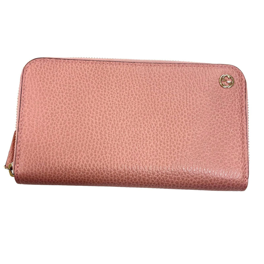 Gucci Interlocking G GG Round Wallet Pink Leather