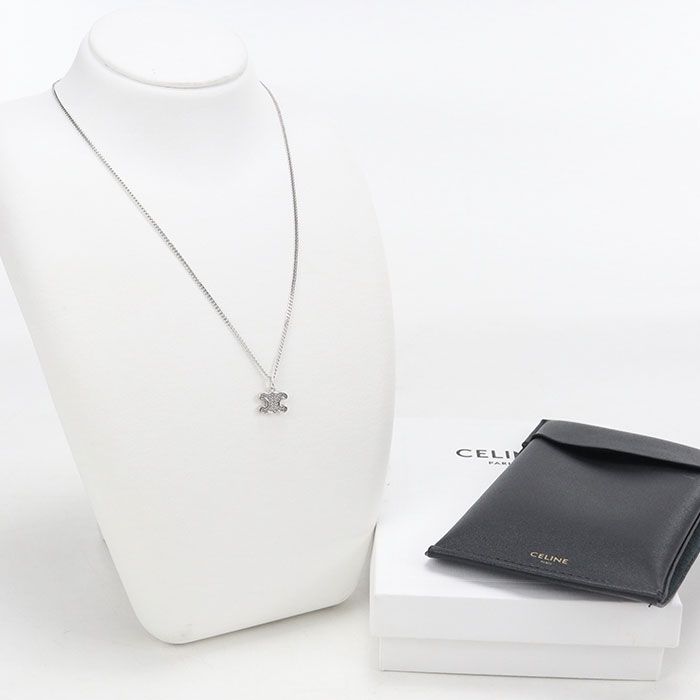 Celine Rhinestone Triomphe Necklace Metal
