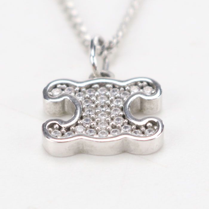 Celine Rhinestone Triomphe Necklace Metal — view 3