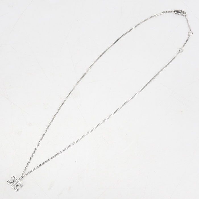 Celine Rhinestone Triomphe Necklace Metal — view 6
