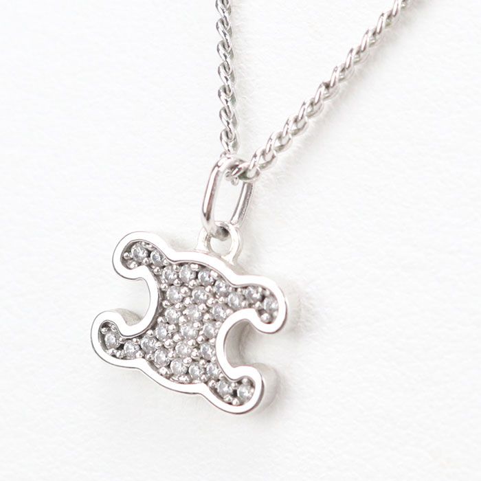 Celine Rhinestone Triomphe Necklace Metal — view 2