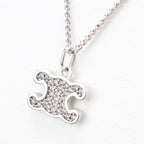 Celine Rhinestone Triomphe Necklace Metal — view 2