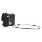 Chanel Shoulder Bag Mini Flap Lambskin Black Gold CC Logo — view 2