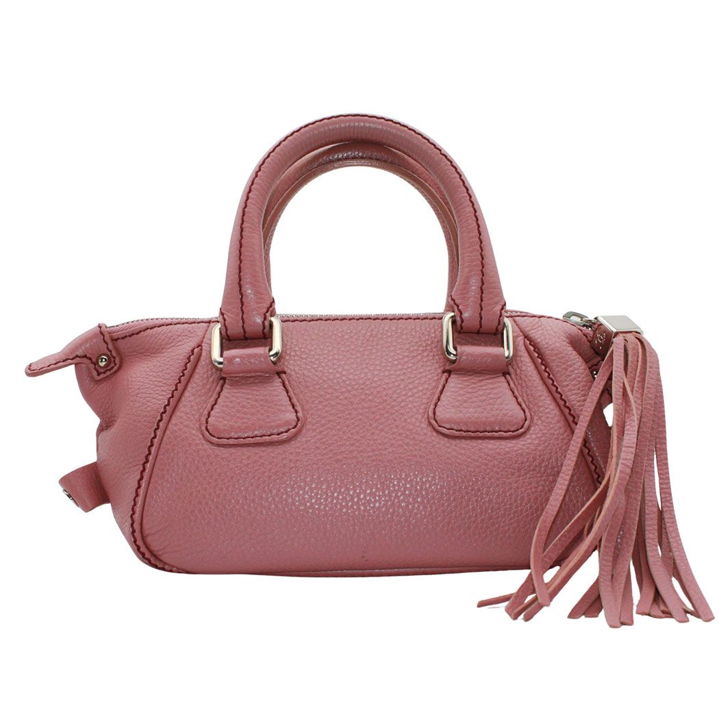 Chanel Bag Handbag Leather Pink Silver Tassel Faux Mini — view 2
