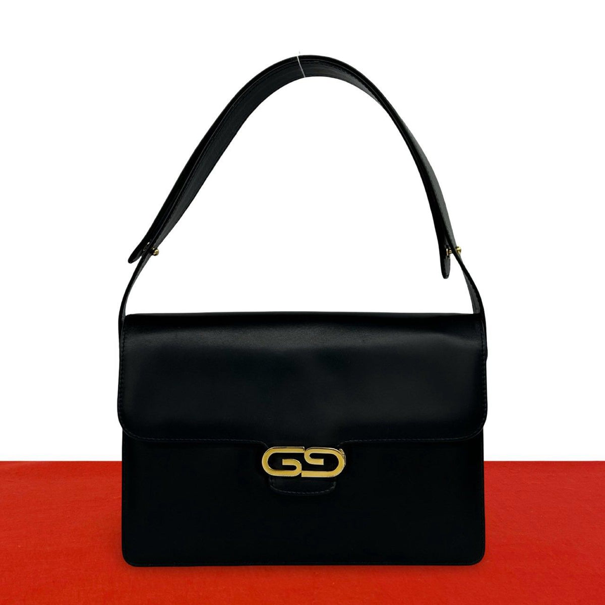Gucci Vintage GG Logo Leather 2-Way Shoulder Bag Black