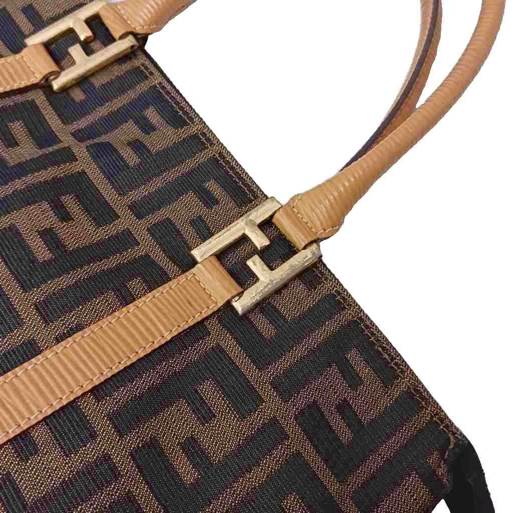 Fendi Zucca Pattern Tote Bag Brown Beige — view 8