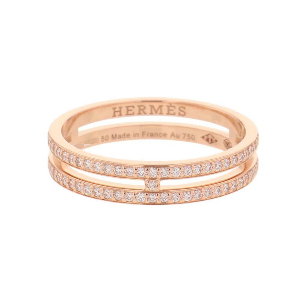 Hermes Ring Ariane PM Wedding Diamond Total 18k Pink Gold