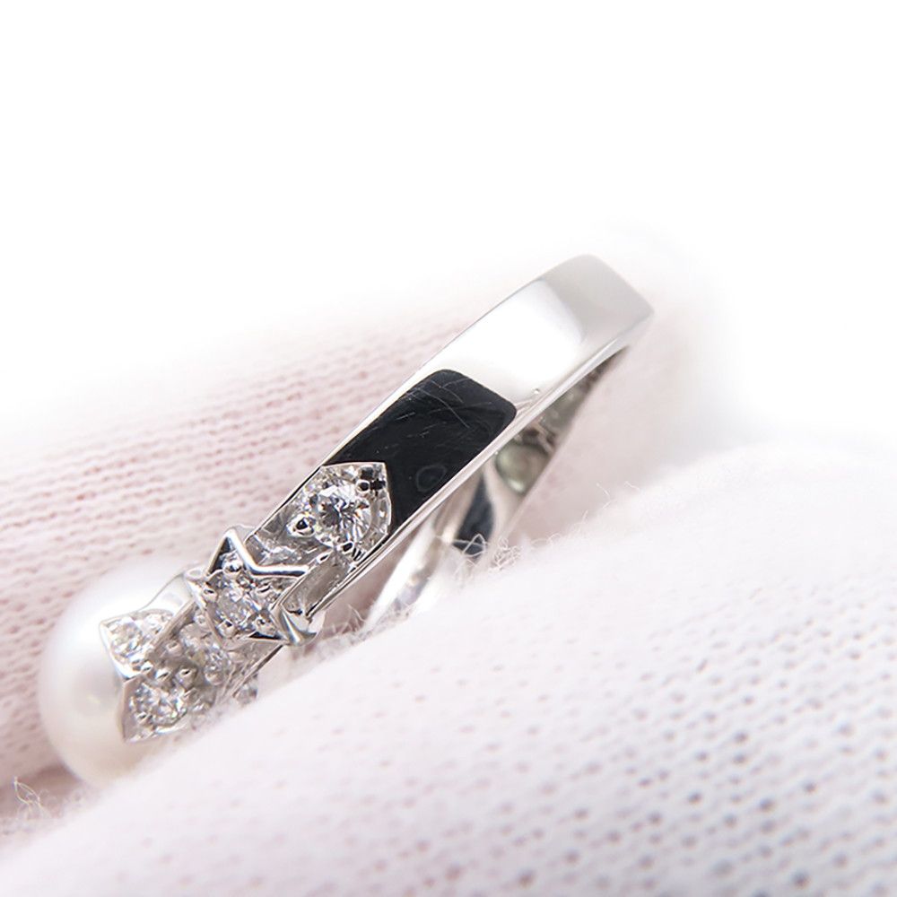 Chanel Ring Comet Twin Pearl Black Diamond 18K White Gold — view 7