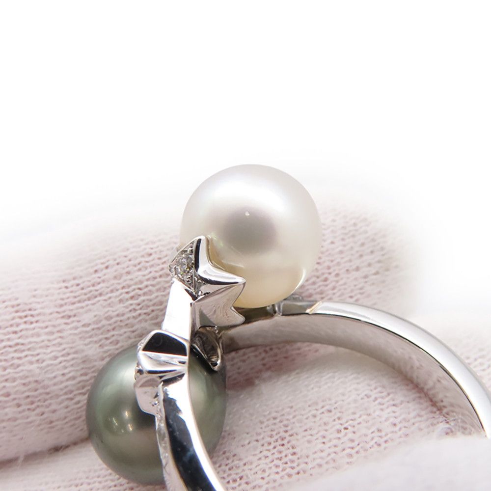 Chanel Ring Comet Twin Pearl Black Diamond 18K White Gold — view 6