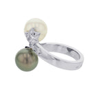 Chanel Ring Comet Twin Pearl Black Diamond 18K White Gold — view 2