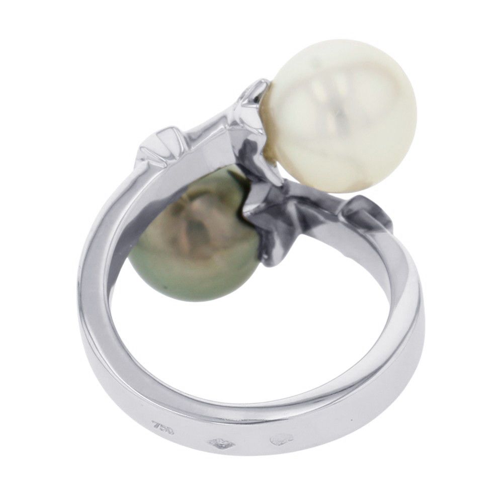 Chanel Ring Comet Twin Pearl Black Diamond 18K White Gold — view 3