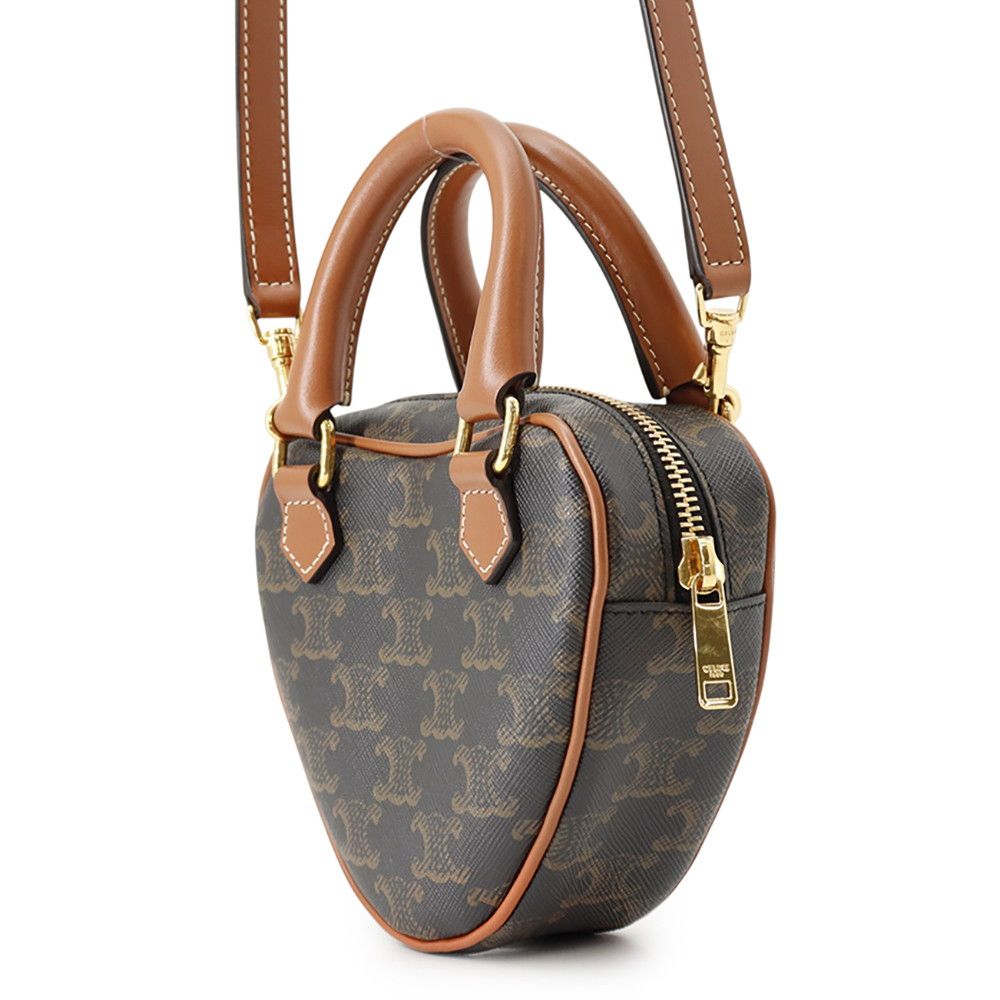 Celine Triomphe Heart Leather 2-Way Shoulder Bag Brown — view 2