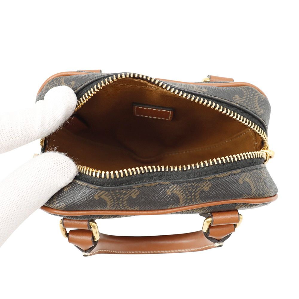 Celine Triomphe Heart Leather 2-Way Shoulder Bag Brown — view 6