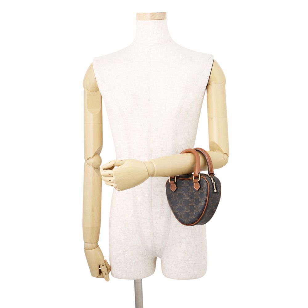 Celine Triomphe Heart Leather 2-Way Shoulder Bag Brown — view 4