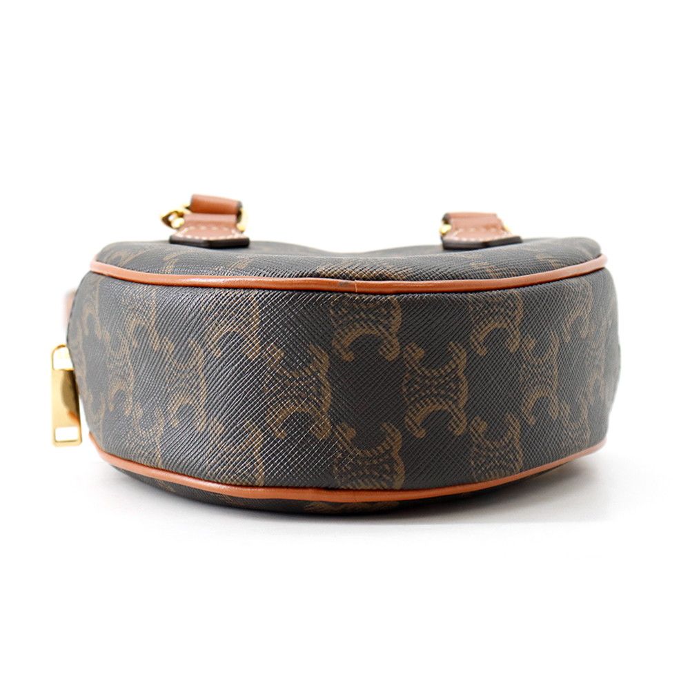 Celine Triomphe Heart Leather 2-Way Shoulder Bag Brown — view 3