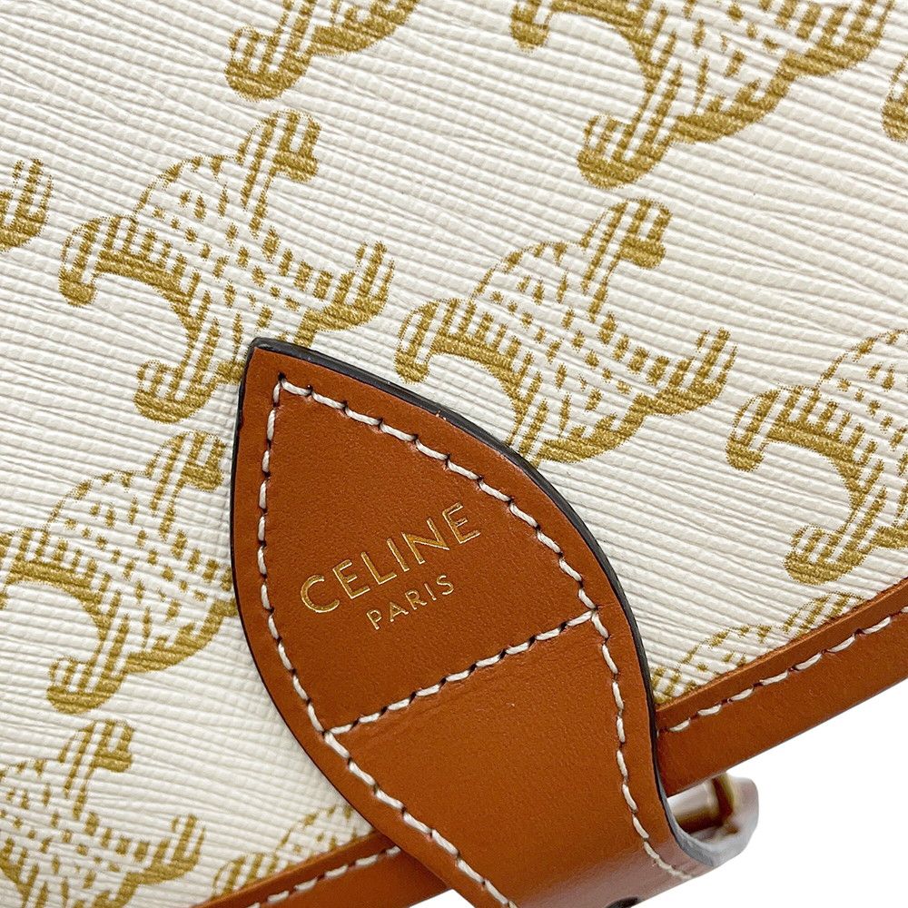 Celine Shoulder Bag Medium Folco Triomphe Calfskin White — view 7