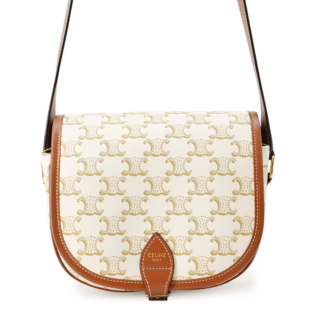 Celine Shoulder Bag Medium Folco Triomphe Calfskin White
