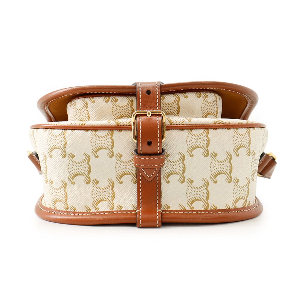Celine Shoulder Bag Medium Folco Triomphe Calfskin White — view 3