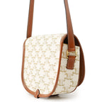 Celine Shoulder Bag Medium Folco Triomphe Calfskin White — view 2
