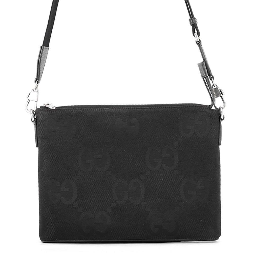 Gucci Shoulder Bag Jumbo GG Canvas Black 2-Way Clutch