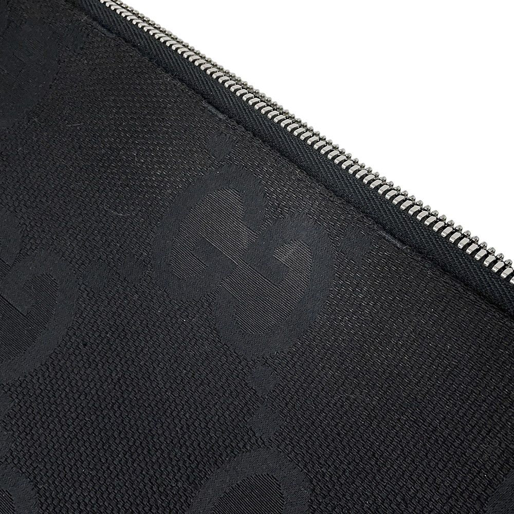Gucci Shoulder Bag Jumbo GG Canvas Black 2-Way Clutch — view 8
