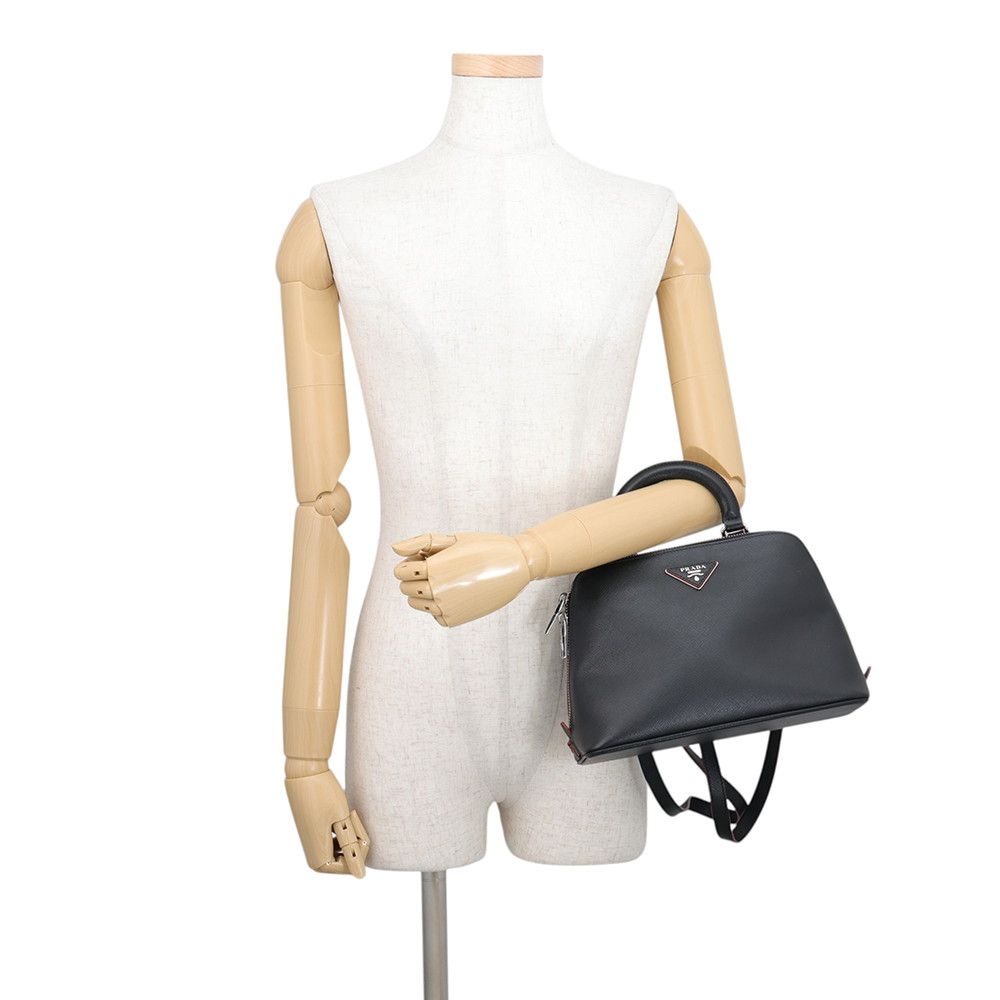 Prada Backpack Triangle Logo Saffiano Leather 2-Way Black — view 4