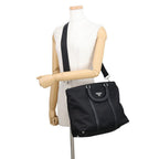 Prada Tote Bag Triangle Logo Nylon Leather 2-Way Black — view 5