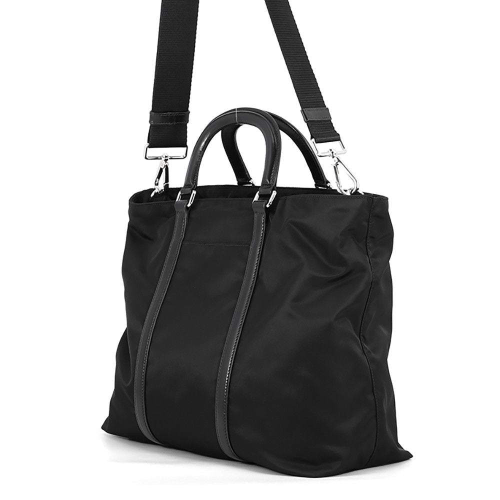 Prada Tote Bag Triangle Logo Nylon Leather 2-Way Black — view 2