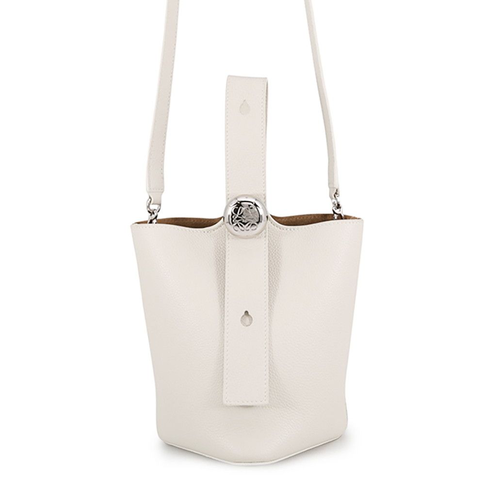 Loewe Handbag Pebble Baguette Mini Leather 2-Way White