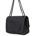 Chanel Chain Shoulder Bag 2.55 Chevron Aged Calfskin Black — view 2