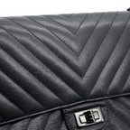 Chanel Chain Shoulder Bag 2.55 Chevron Aged Calfskin Black — view 8