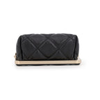 Chanel Chain Shoulder Bag Quilted CC Logo Kiss Lock Mini Lambskin Black — view 3