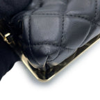 Chanel Chain Shoulder Bag Quilted CC Logo Kiss Lock Mini Lambskin Black — view 6
