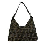 Fendi Zucca FF Logo Pattern Canvas Leather Shoulder Bag Brown — view 3