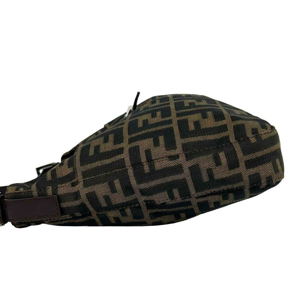 Fendi Zucca FF Logo Pattern Canvas Leather Shoulder Bag Brown — view 5