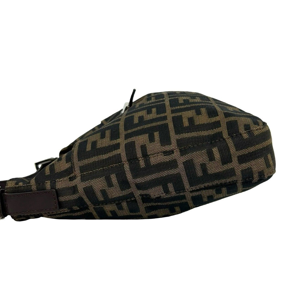 Fendi Zucca FF Logo Pattern Canvas Leather Shoulder Bag Brown — view 5