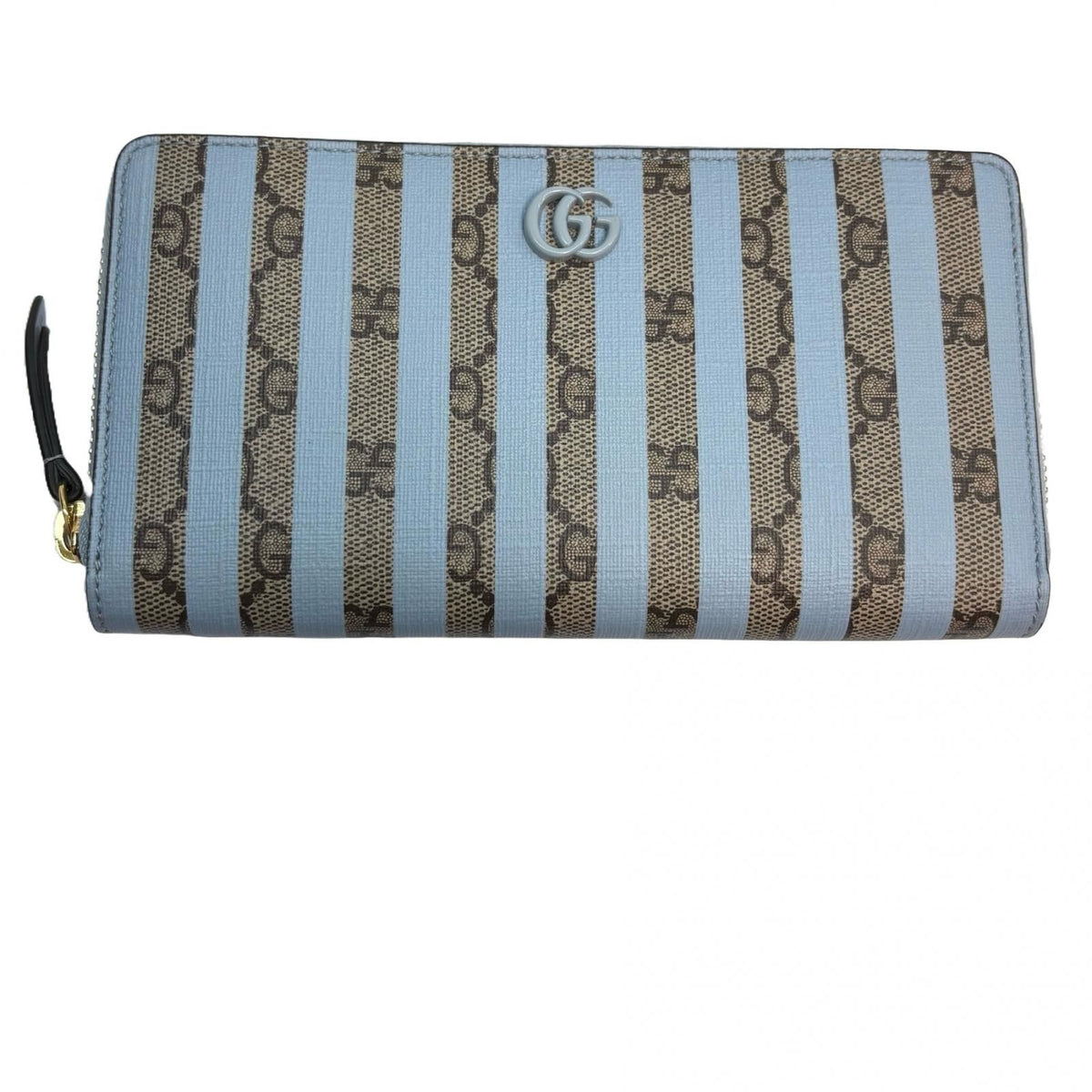 Gucci Double G Supreme Stripe Zip Around Wallet