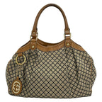 Gucci Tote Bag Sukey Beige Black Leather