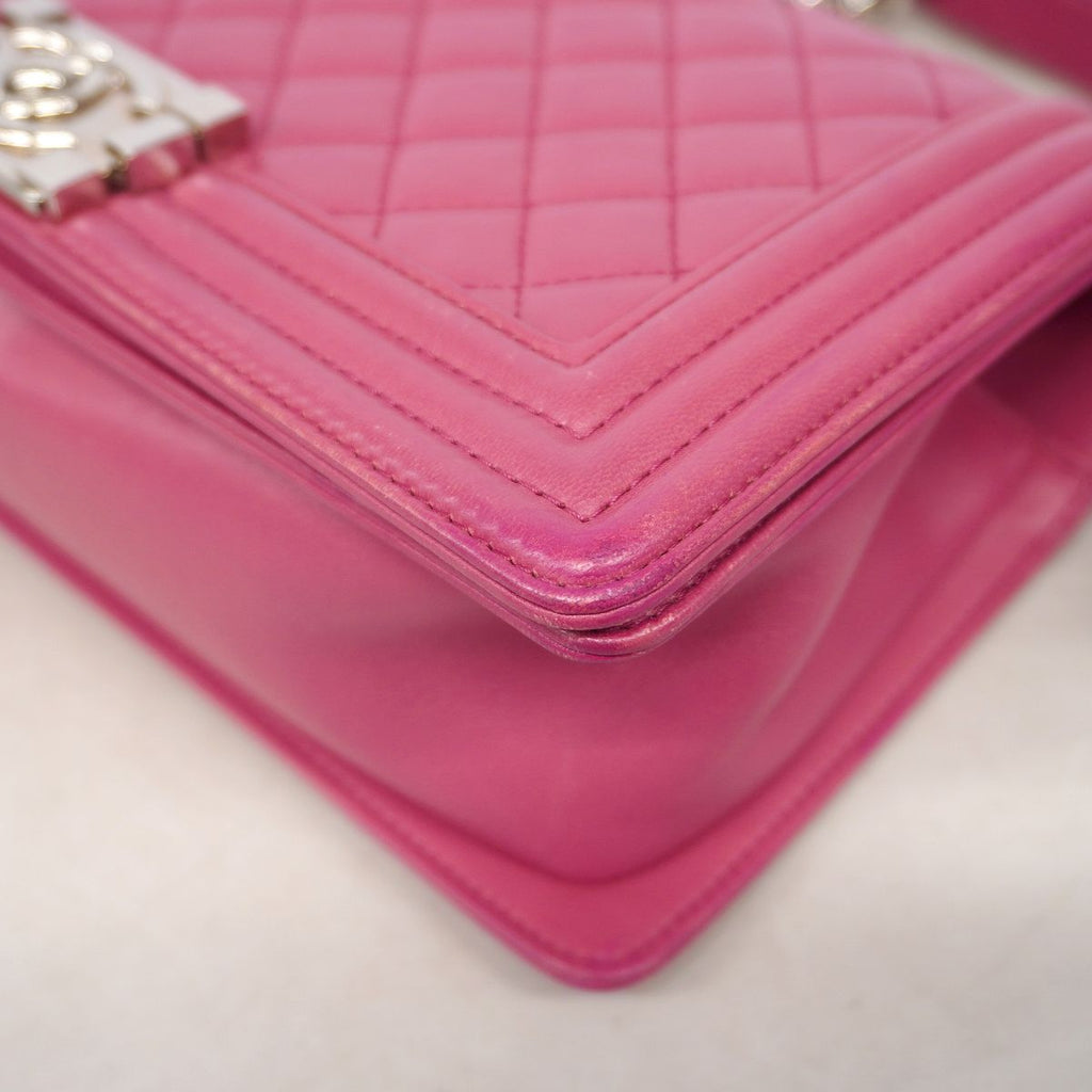 Chanel Shoulder Bag Boy Lambskin Pink Silver — view 6