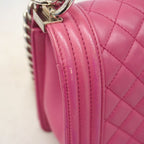 Chanel Shoulder Bag Boy Lambskin Pink Silver — view 7