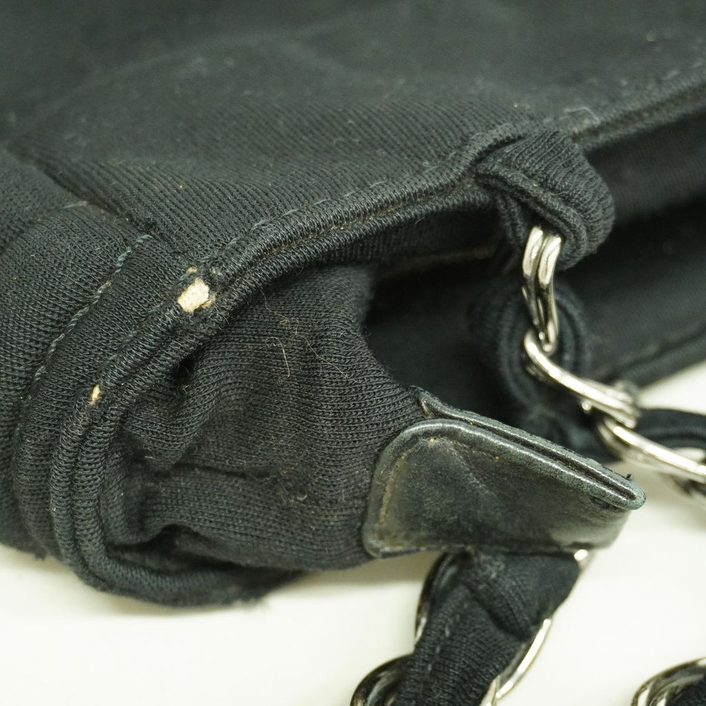 Chanel Shoulder Bag Cotton Jersey Black Silver — view 8