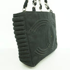 Chanel Shoulder Bag Cotton Jersey Black Silver — view 2