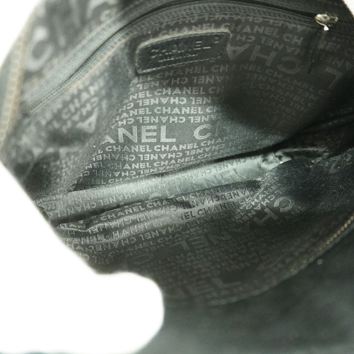 Chanel Shoulder Bag Cotton Jersey Black Silver — view 4
