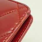 Chanel Wallet Quilted Lambskin Red Silver — view 8