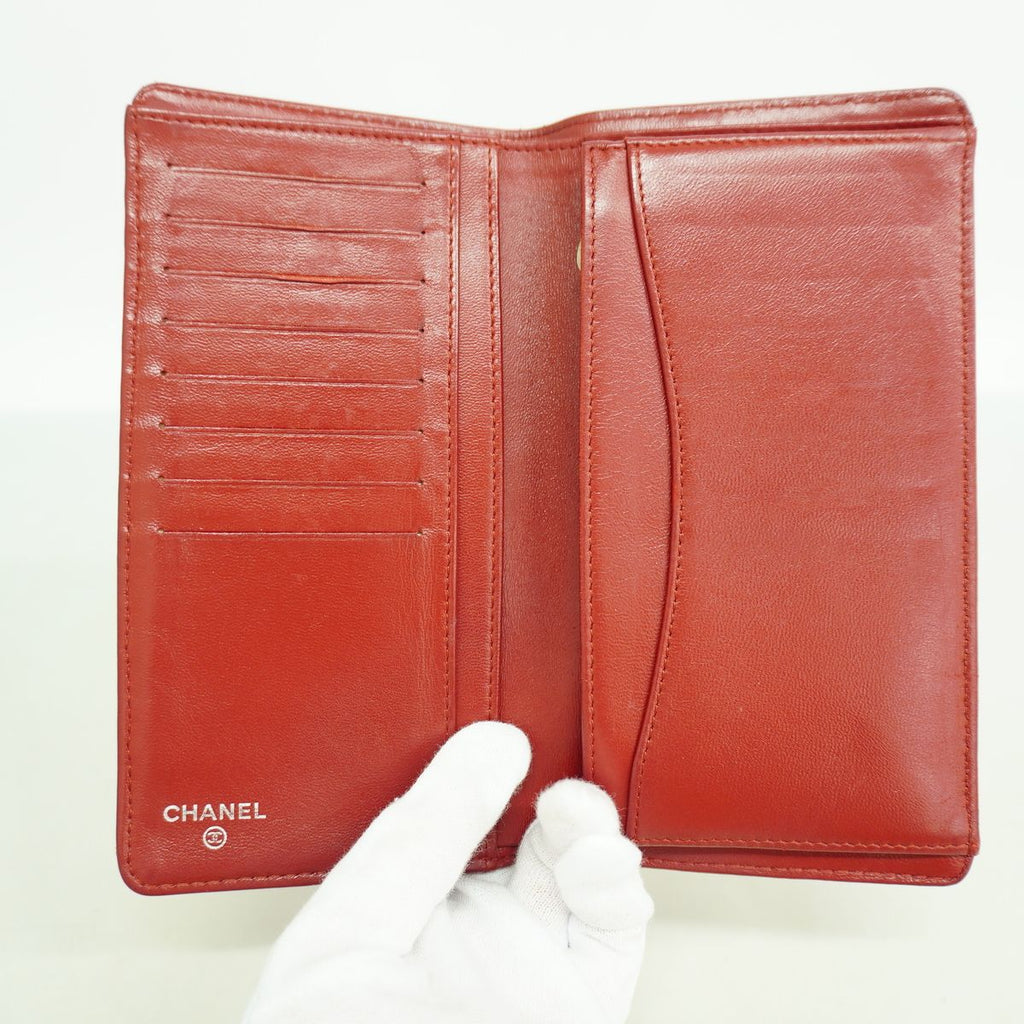 Chanel Wallet Quilted Lambskin Red Silver — view 3
